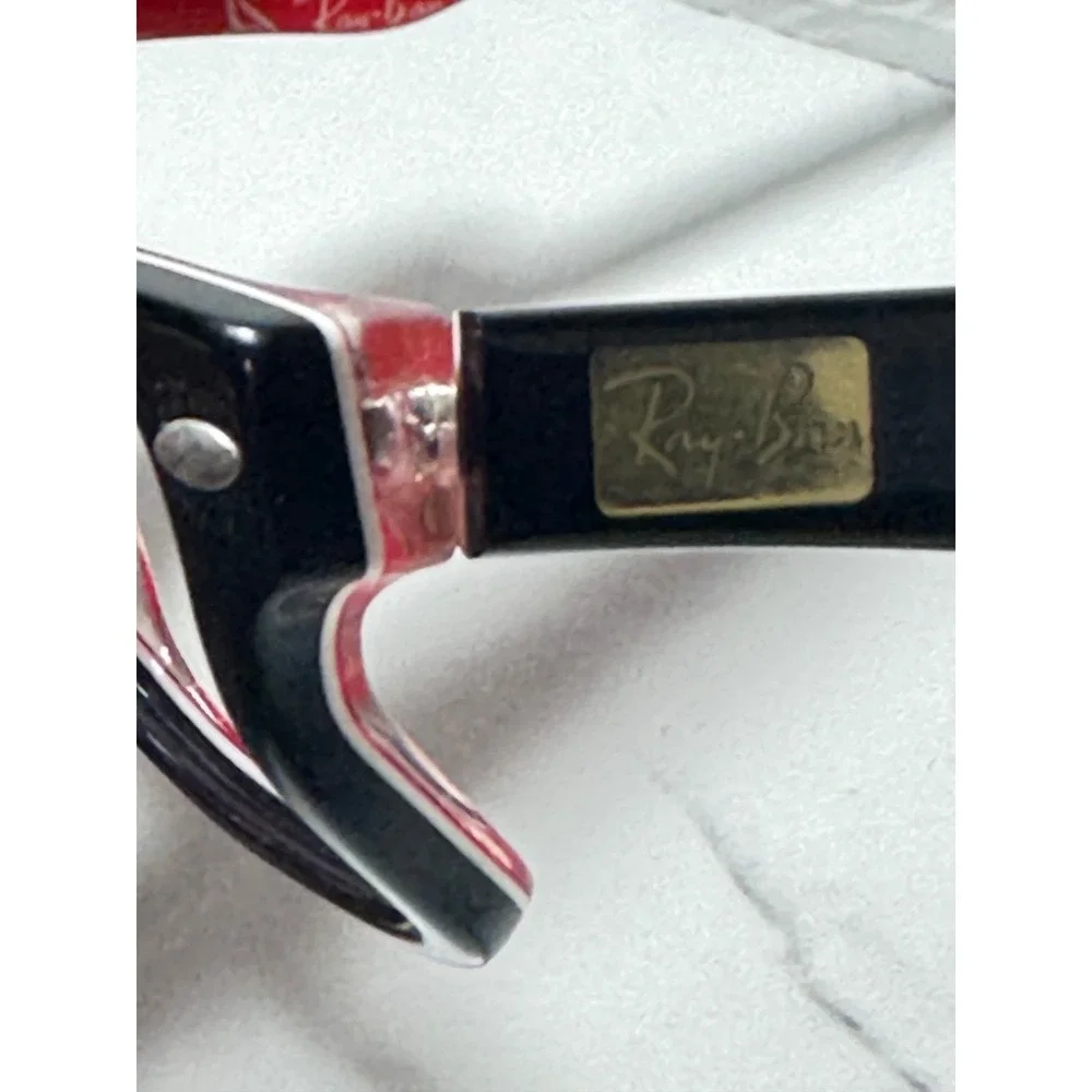 Ray-Ban RB 5206 2479 Black Red Logo Rectangular Eyeglasses Frame 52-18-140 AS IS